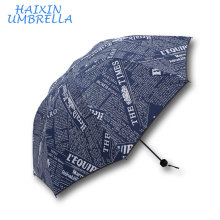 Old Fashion British Style promocional creativo inglés periódico impresión 3 plegado venta al por mayor paraguas viaje